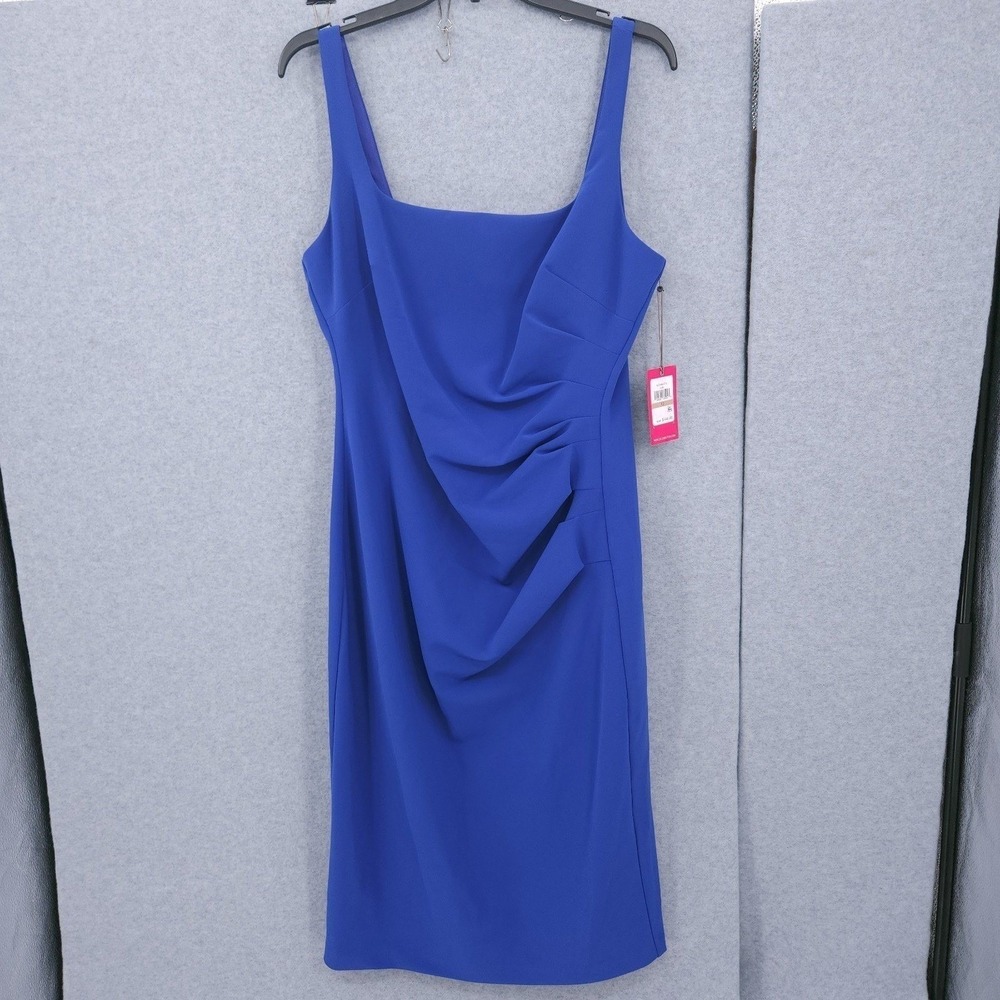 Vince Camuto Square Neck Midi Bodycon Blue Sleeveless Dress Womens Size 12 NWT - Picture 2 of 9